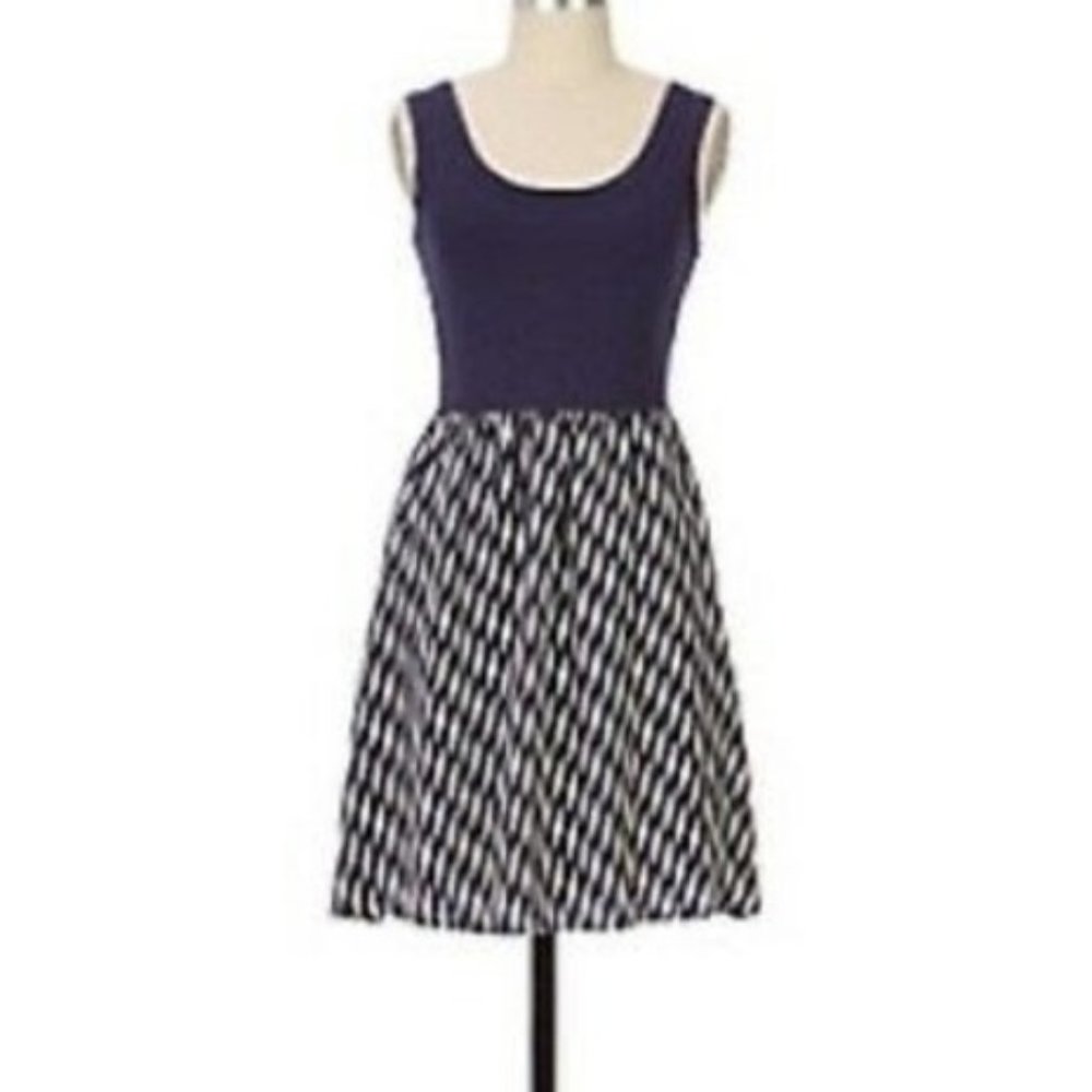 Anthropologie Fei navy & geometric print dress
